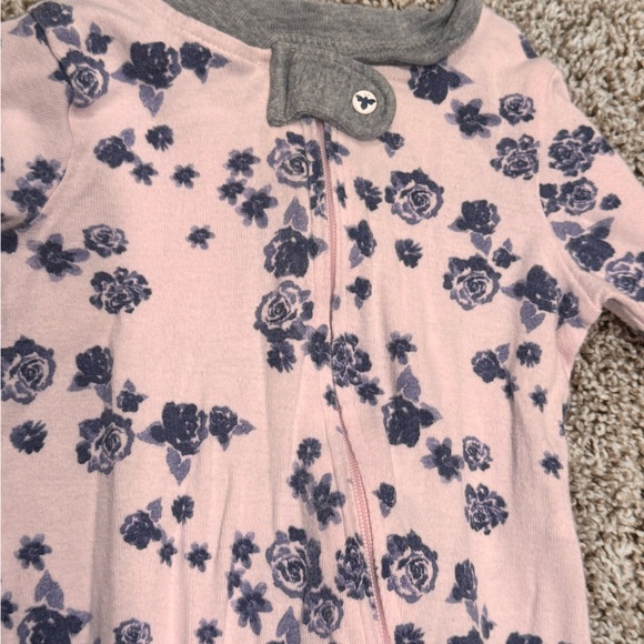 Burt’s Bees Baby Organic Floral Footed Sleeper Pajamas - Size 0-3 Months - Picture 4 of 7